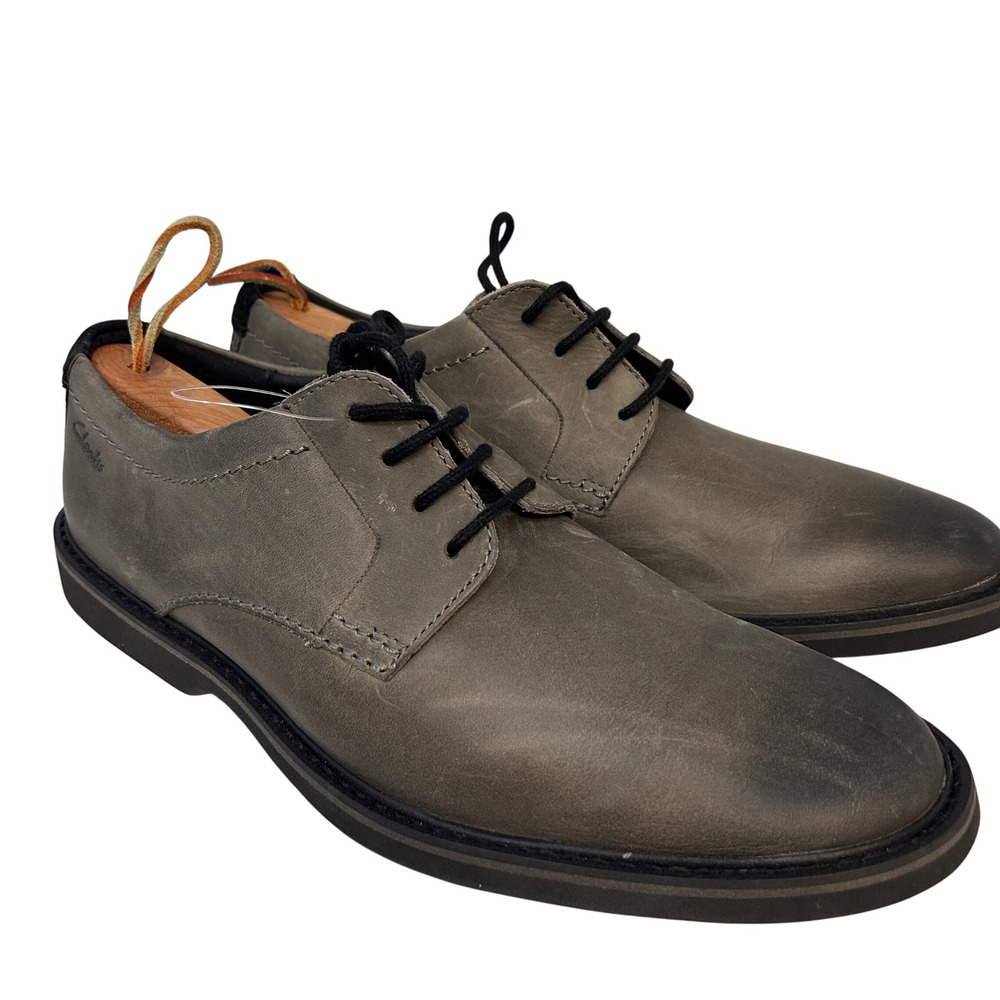 Clarks Atticus LT Lace Dark Grey Leather Derby Oxford Shoes Mens US 11.5‎
